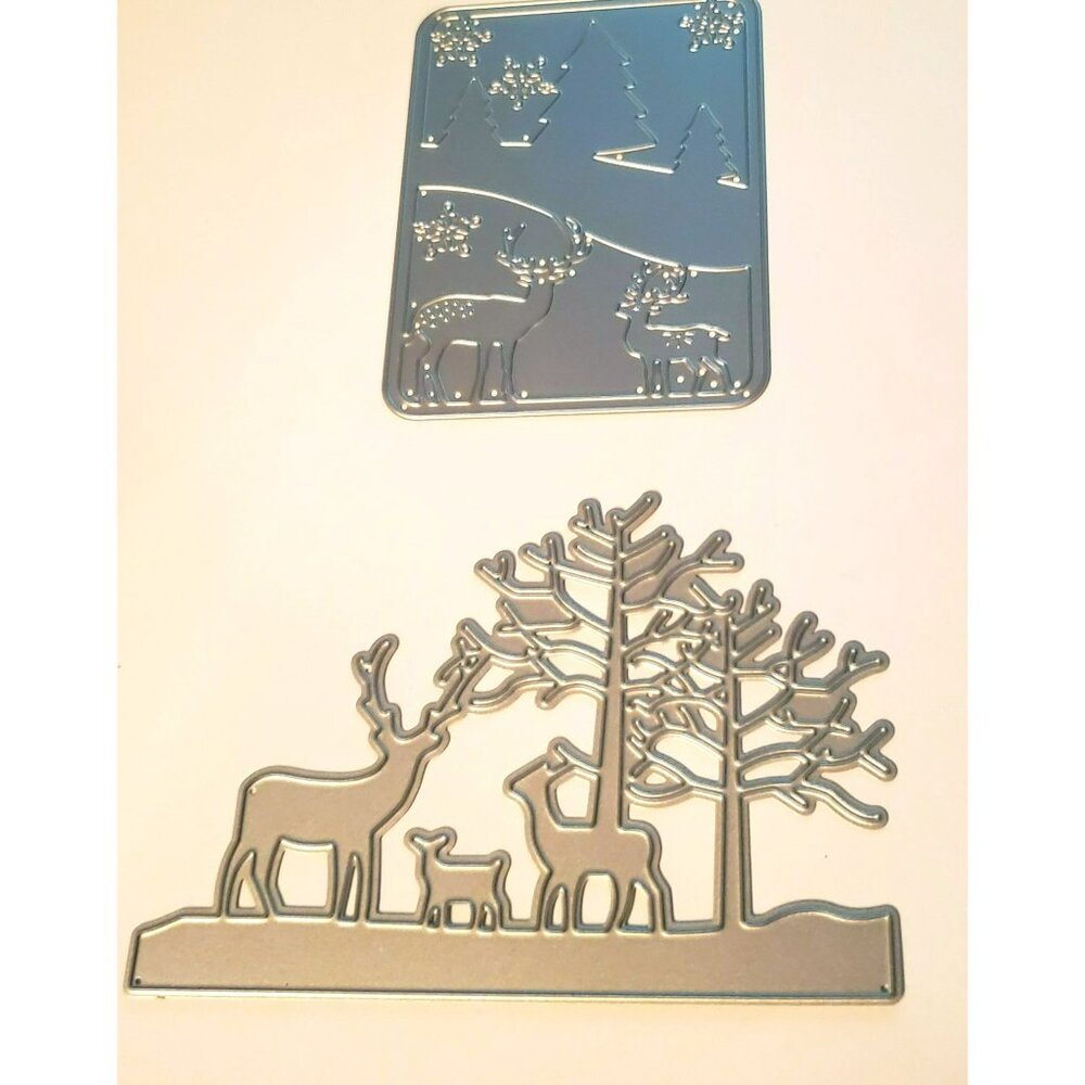 Metal Cutting dies dear and winter wonderland scene Lot of 2 scrapbooking/card m